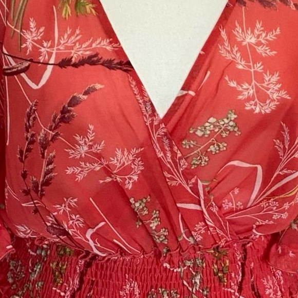 Kate.Lily Orange v-neck Tiered ruffled Summer Tropical maxi dress. Sz14 - Picture 3 of 16